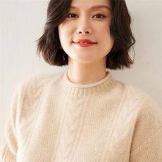 秋冬季简约气质百搭35%羊绒衫女圆领毛衣，女装羊绒衫，七柒羊绒