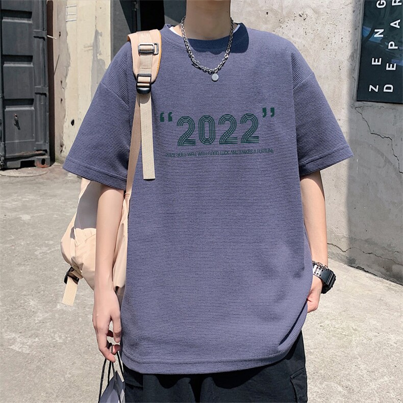 ！2023夏季男士华夫格短袖T恤潮流情侣半袖TXH211P25,男装T恤,电商B220