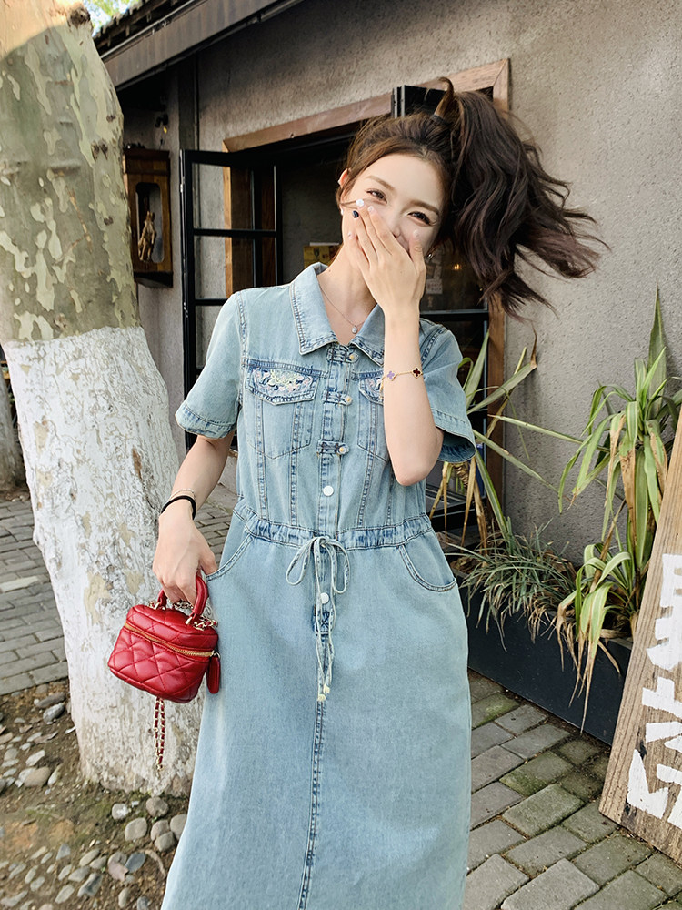 现货－夏季新品牛仔刺绣连衣裙350-P125-K188,女装连衣裙,浪娴服饰