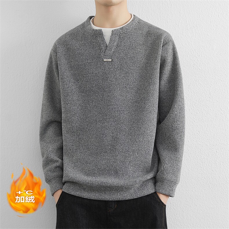 双层领假两件卫衣男款加绒加厚秋冬季新款男装针织打底衫男内搭潮,男装T恤,星座914
