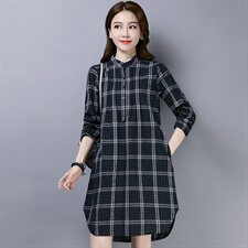 衬衫格子百搭时尚长款长袖2021年春季潮流，女装衬衫，小林双子