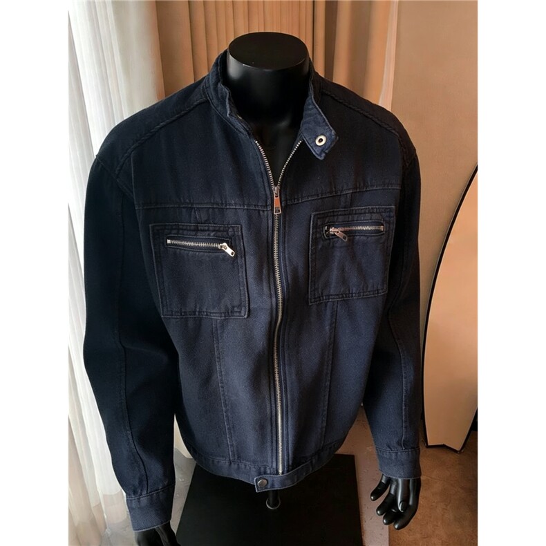 美式复古老钱风水洗帆布立领夹克男女春季休闲宽松高级感工装外套，男装夹克，星座506A