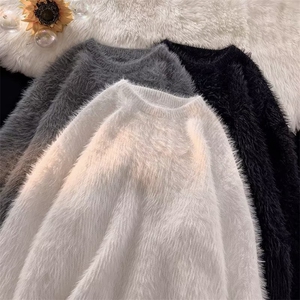 软糯系男女毛衣秋冬套头针织打底衫oversize保暖线衣服M3643-p55图片