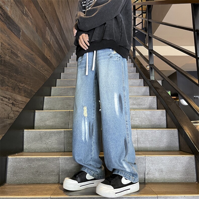 815时尚新款休闲牛仔裤港风美式宽松直筒特批45,男装牛仔裤,星座215-2（原311A-2）