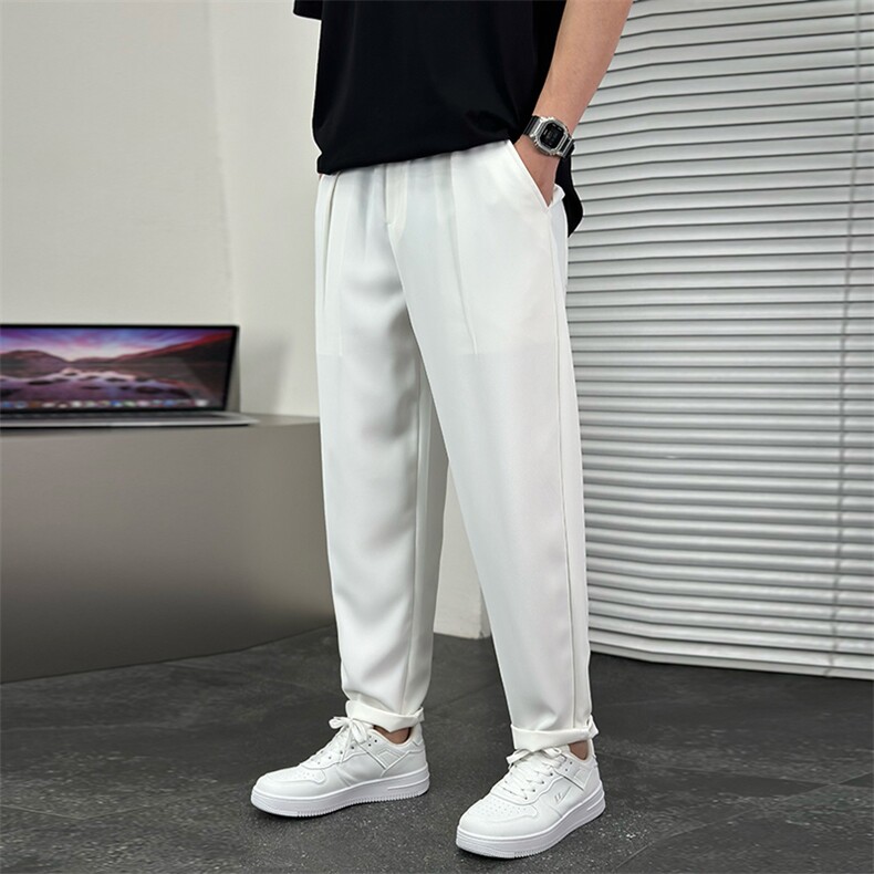 男垂感顺滑西裤直筒纯色休闲裤长裤A329-K50-P55,男装休闲裤,电商A329