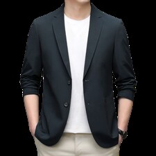 秋季新款2022宽松免烫男士西服长袖外套薄款翻领上衣时尚百搭，男装西服，电商B212（原钱塘6029）