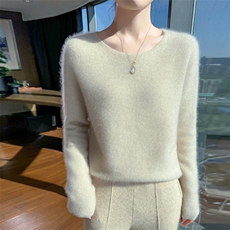 2025一线圆领正反针针织衫百搭简约，女装针织衫/毛衣，美轩羊绒