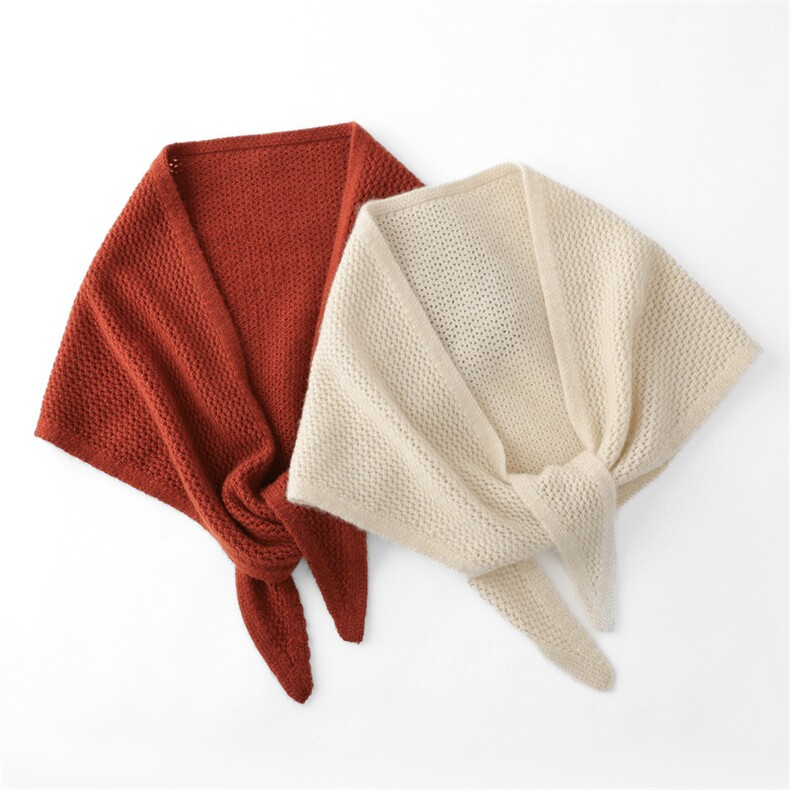 2025时尚百搭通勤休闲纯色镂空三角巾，围巾，朝思纯山羊绒