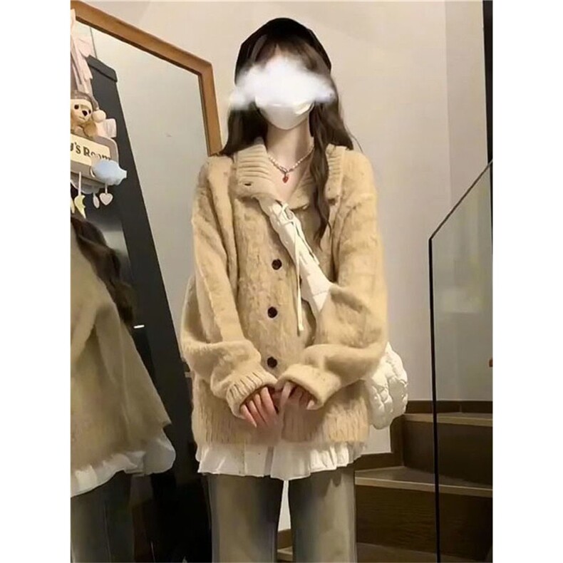 韩版学院风小个子软糯翻领开衫毛衣女学生秋冬宽松保暖针织衫外套,男装针织衫/毛衣,星座1210-1