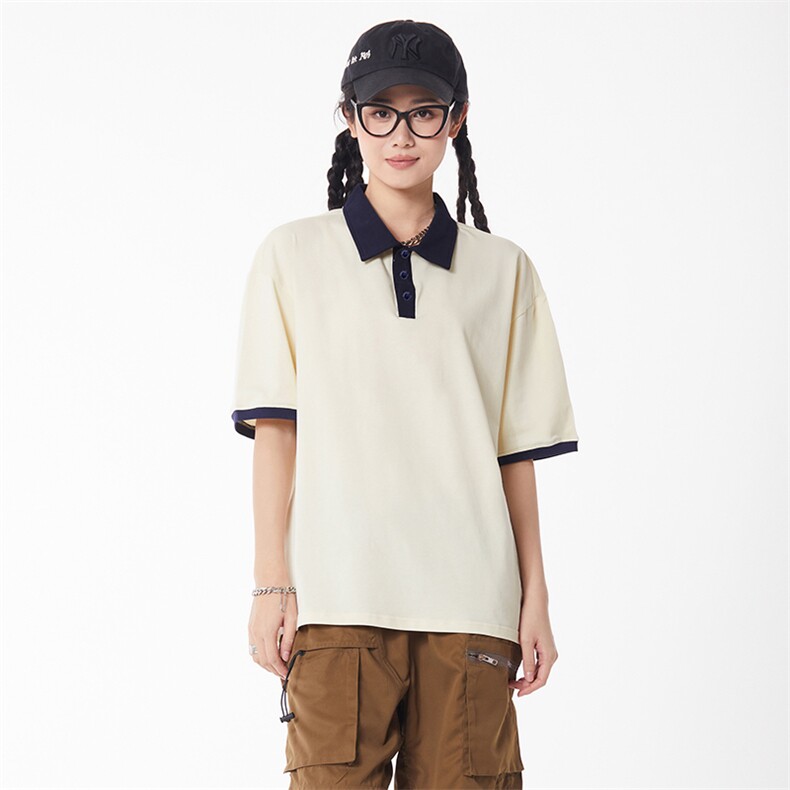 百搭纯色POLO衫男女款大版纯棉打底衫团体班服高克重抖音品质,男装Polo衫,星座301D-4(原星座1004-4）