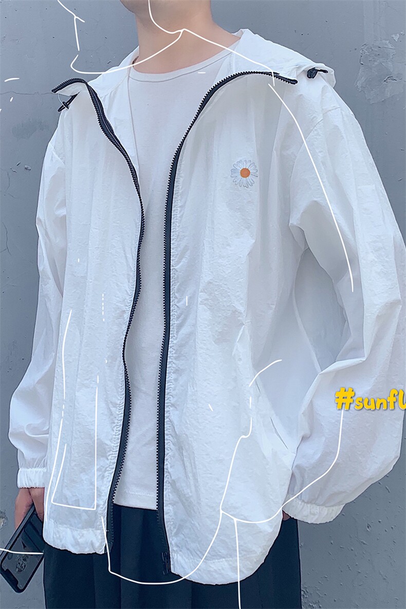 （港风模）小雏菊连帽防晒衣男薄款夹克外套100锦纶FS2021,男装夹克,电商A089-1