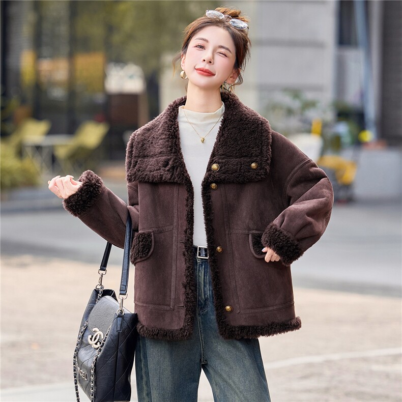 两面穿皮毛一体羊羔毛外套女2025秋冬新款洋气百搭超好看保暖大衣,女装棉衣/棉服,意芙