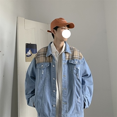 1304-1-JK101P50秋款港风宽松夹克男拼色牛仔茄克外套，男装夹克，星座410-6（原星座1304-1）