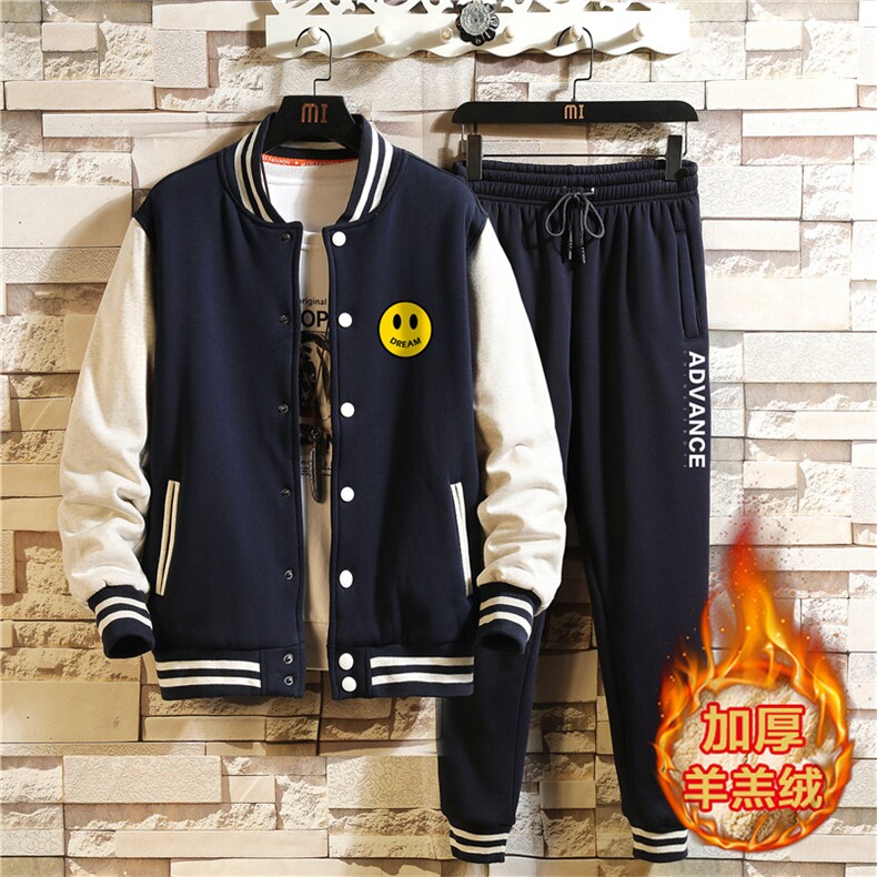 冬季加绒加厚棒球服卫衣套装XZ102A-4-537-P115图片