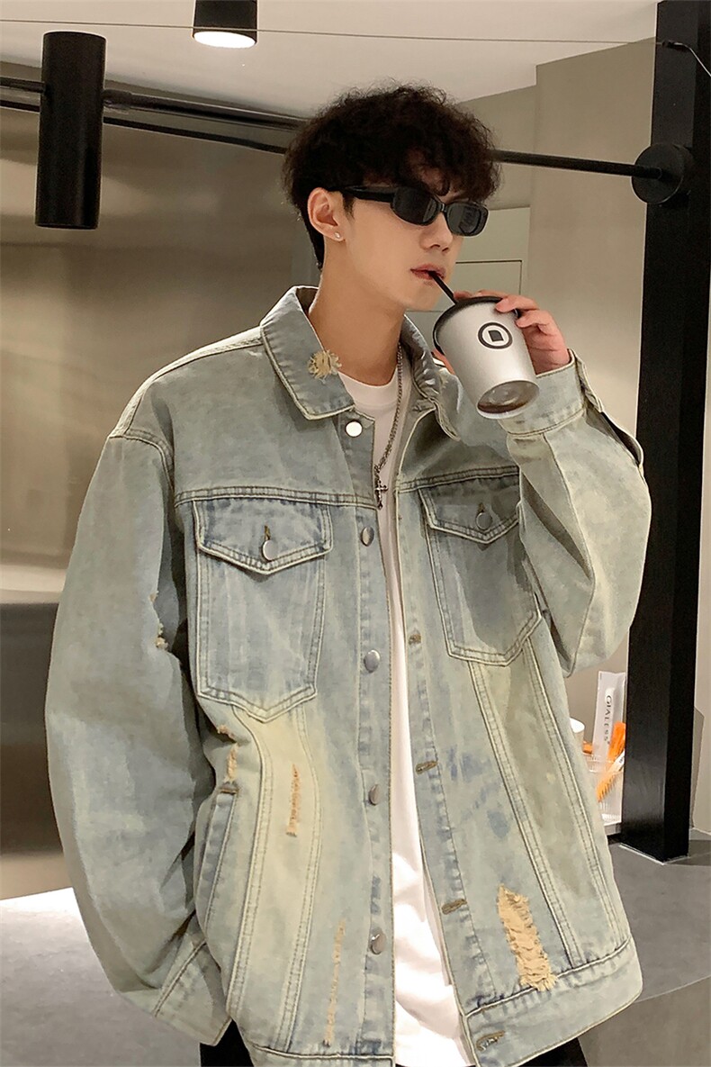 2026春季水洗磨破牛仔外套港风复古夹克男女Q2482-TP6088,男装工装外套,电商A102