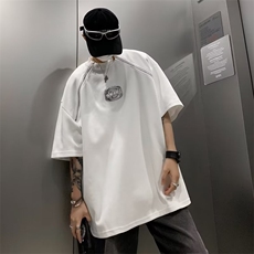 夏季新款港风纯色拉链拼接潮流百搭短袖TT35-P33，男装T恤，星座1109-3