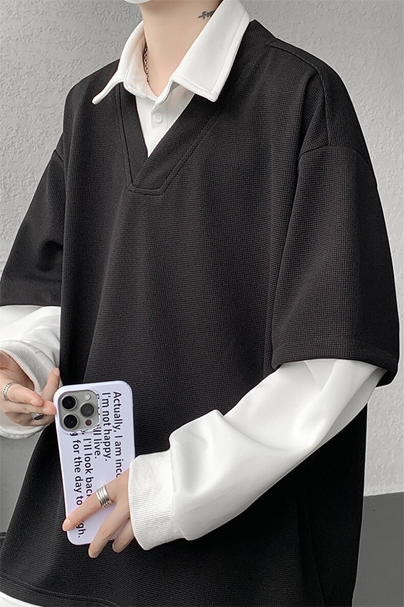 假两件卫衣男春秋季潮牌潮流青少年学生大码男装外套WY007P55,女装短外套,电商B312