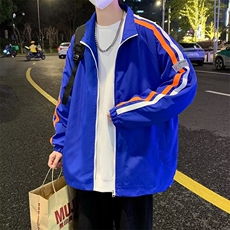 夹克男长袖拼色条纹高街帅个性2023春秋新款ins宽松外套W5037-P41，男装夹克，星座412-3