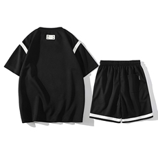 夏上新青少年纯色简约半袖套装宽松短裤T恤男女7806-P75控价108，男装T恤，电商A441