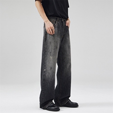 2025春夏牛王系列高级复古浅蓝直筒宽松517微喇牛仔裤男潮长裤子，男装牛仔裤，星座301D-3