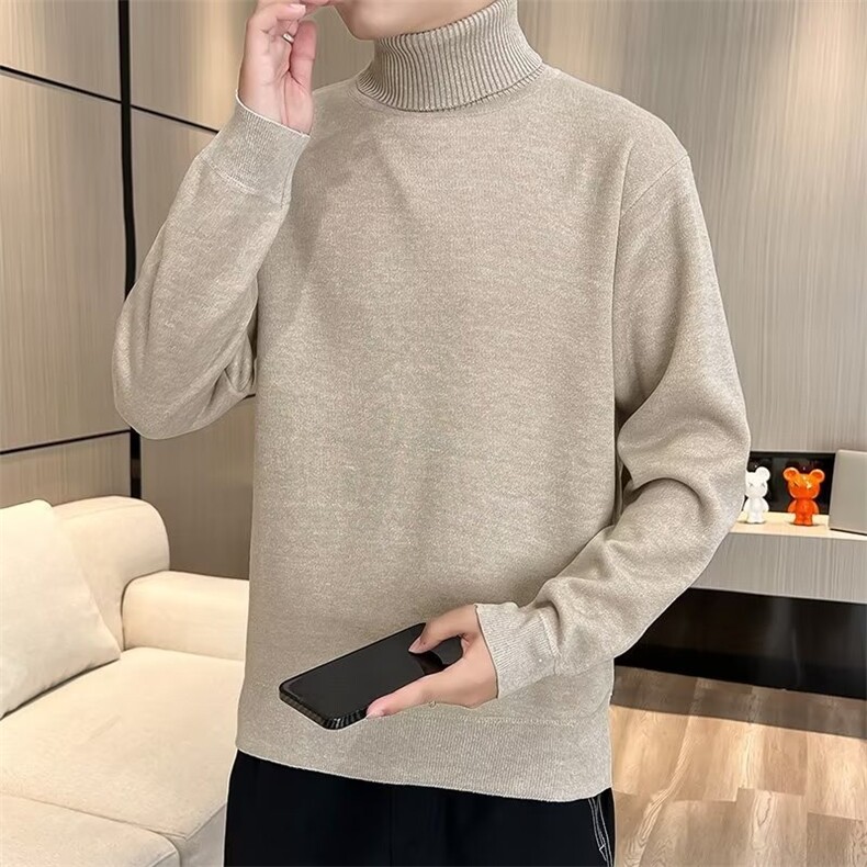 青少年毛衣男半高领保暖纯色打底加绒加厚学生针织衫,男装T恤,星座218-1（原230）