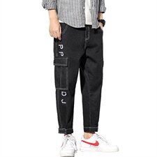 2021秋冬新日系瓷砖墙工装大码男束脚宽松九分牛仔裤K550-P55，男装牛仔裤，电商A001