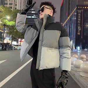 AY105/P128控168秋冬季社会小伙三色拼接设计感保暖面包服男图首1图片