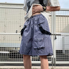 慵懒时尚潮流日系原宿大口袋抽绳美式机能冲锋短裤百搭新款，男装牛仔裤，星座506