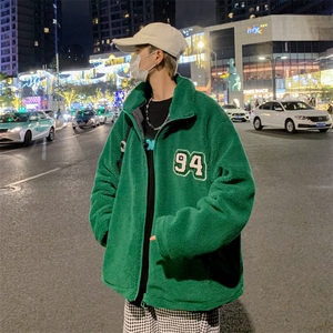 秋冬 夜景港风宽松羊羔毛外套加厚男女款立领夹克ins潮 JK30/P100图片