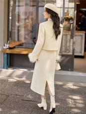 法式小香风90羽绒套装女2025年冬季新款轻奢高级感半身裙两件套，女装套装/套裙，韩宇舍