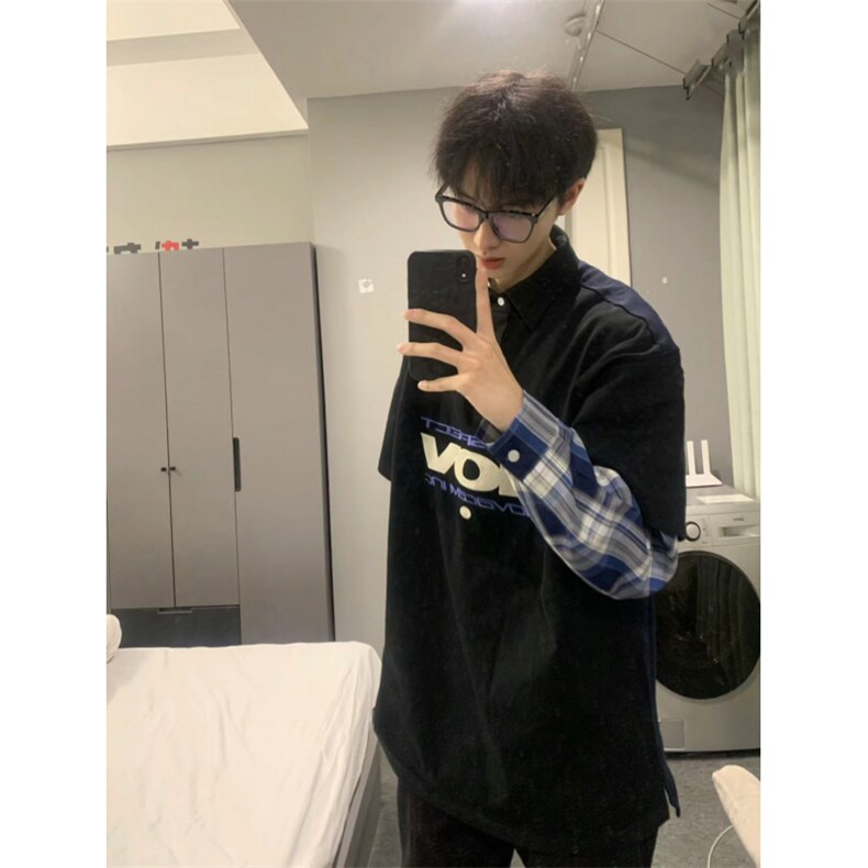 706-1-WY8800-P75 现货 男士美式休闲长袖卫衣情侣假两件polo外套图片