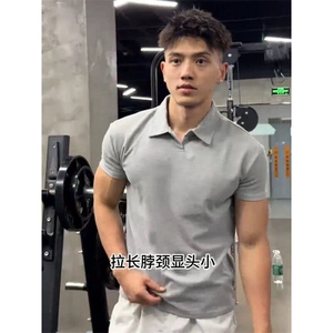 收腰POLO衫夏季美式健身运动短袖显肌肉收袖口修身T恤POL04 P35图片