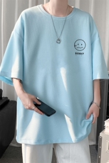 HT73072-P22华夫格t恤男短袖男大码五分袖短句风，男装T恤，电商A040