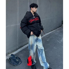斑驳晕染美式水洗设计感斑驳晕染直筒宽松男女牛仔裤NK8099，男装牛仔裤，星座1116A（原606A-3）