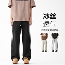 抖音品质夏季新款潮流条纹透气宽松休闲裤B315-K24147-特p35控68，男装休闲裤，电商B315