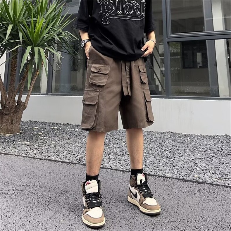 多口袋工装短裤男夏季新款美式工装短裤P40,男装休闲裤,星座1116-2