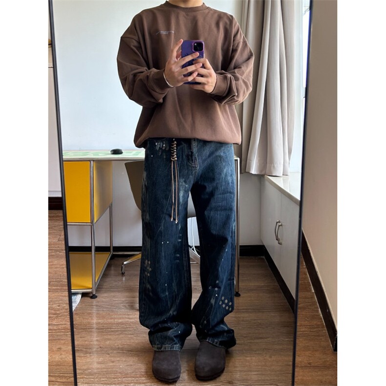 【有货】喷墨扎染牛仔裤男款美式复古vibe风裤子NZK56WW-特P48,男装牛仔裤,星座1007（原301D）