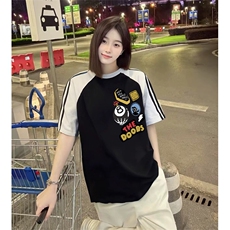 抖音得物品质二开240克宽松纯棉美式潮牌插肩三杠织带短袖T恤，男装T恤，电商A486