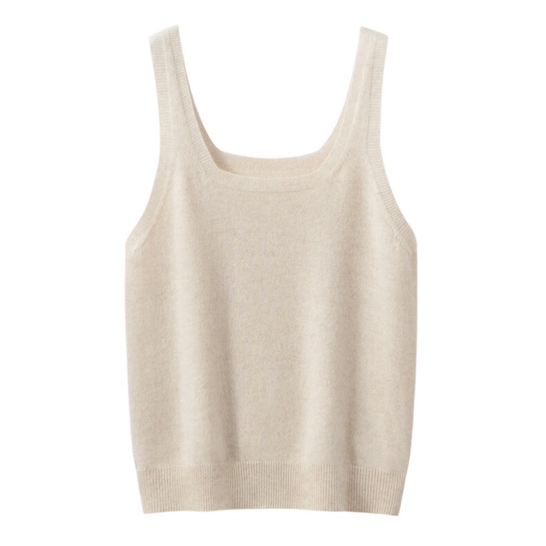 2025年秋季时尚百搭通勤简约休闲方领吊带，女装背心吊带，朝思纯山羊绒