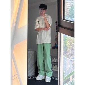 25年春季水洗高街vibe直筒宽松阔腿五色牛仔裤NZ2310-P55控78,深咖色格子大衣搭配什么内搭图片