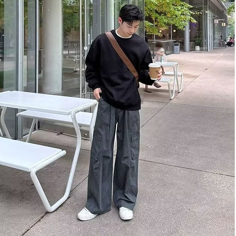 美潮重磅复古工装裤男多口袋休闲裤宽松阔腿裤XM205-P61,男装工装外套,星座208-5