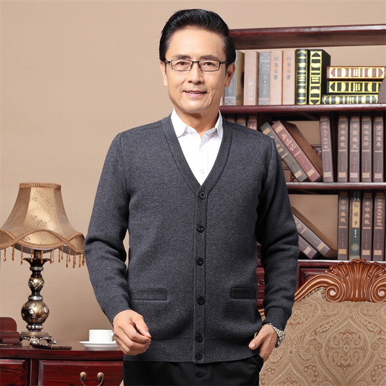 春秋季中老年加厚毛衣男新款针织开衫长袖纯色外套爷爷装休闲男装,男装针织衫/毛衣,电商B212（原钱塘6029）