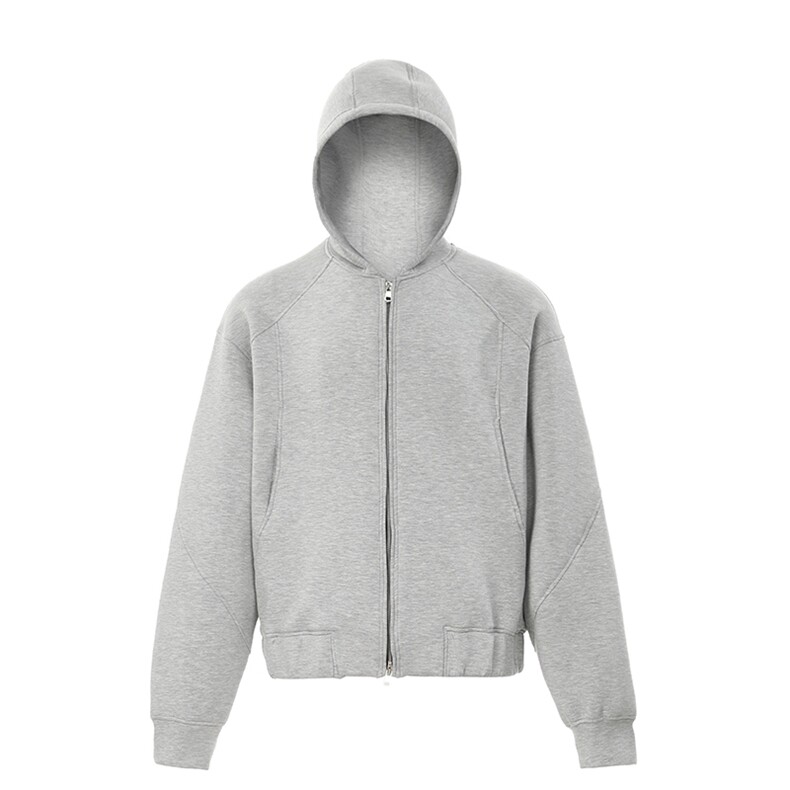 抖音得物高品质美式高街重磅辑明线结构设计连帽卫衣开衫外套W83，男装卫衣，电商A486-1