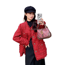 A107本命年圣诞过年红小香风外套90绒羽绒服A107-P190-K298，女装羽绒服，2C232