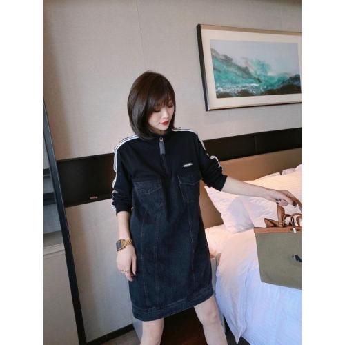 DG825春季韩版新款时尚拼牛仔连衣裙,女装连衣裙,L·H·X