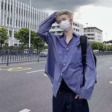 美式复古高级感格子长袖衬衫男女休闲宽松情侣高街防晒衬衣外套，男装防晒衣，星座601-1