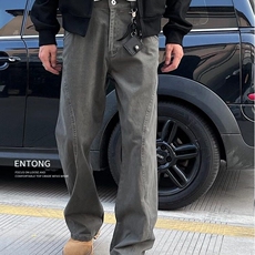 美式cleanfit弯刀工装裤休闲百搭牛仔裤高街宽松长裤复古G371p55，男装牛仔裤，电商D256-2(原A064-2)