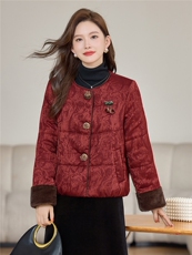现货2025年冬季时尚新中式提花石墨烯绒棉棉衣，女装棉衣/棉服，依恋蒂丝