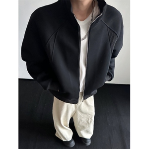 WY815-尺码M-3XL-P51-弧线裁剪立领双拉链设计卫衣运动简约外套图片