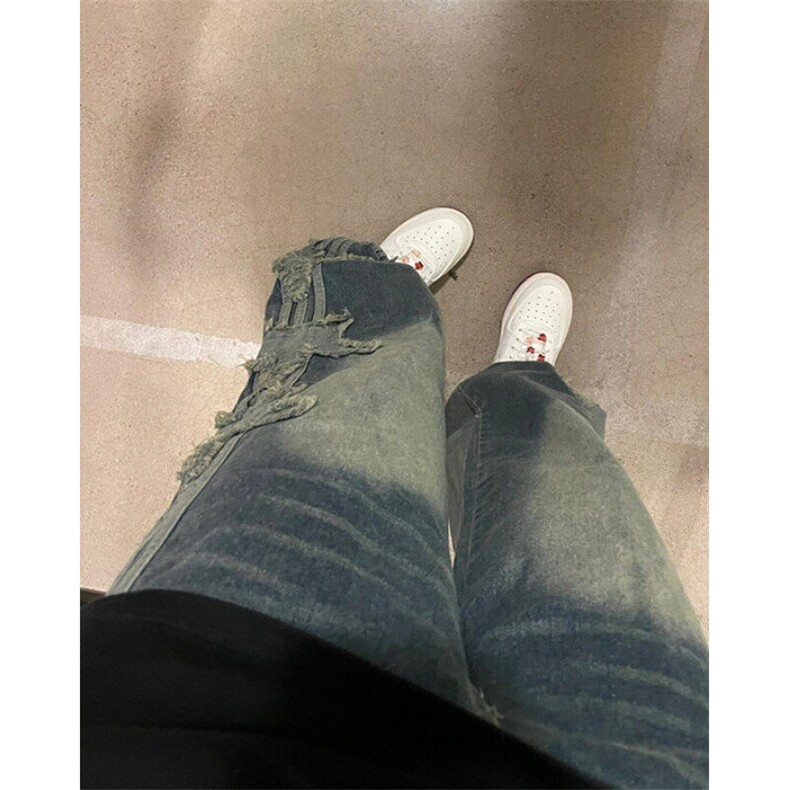 复古高街星星贴布拼接牛仔裤男女宽松直筒垂感阔腿长裤N914,男装牛仔裤,星座1116A（原606A-3）